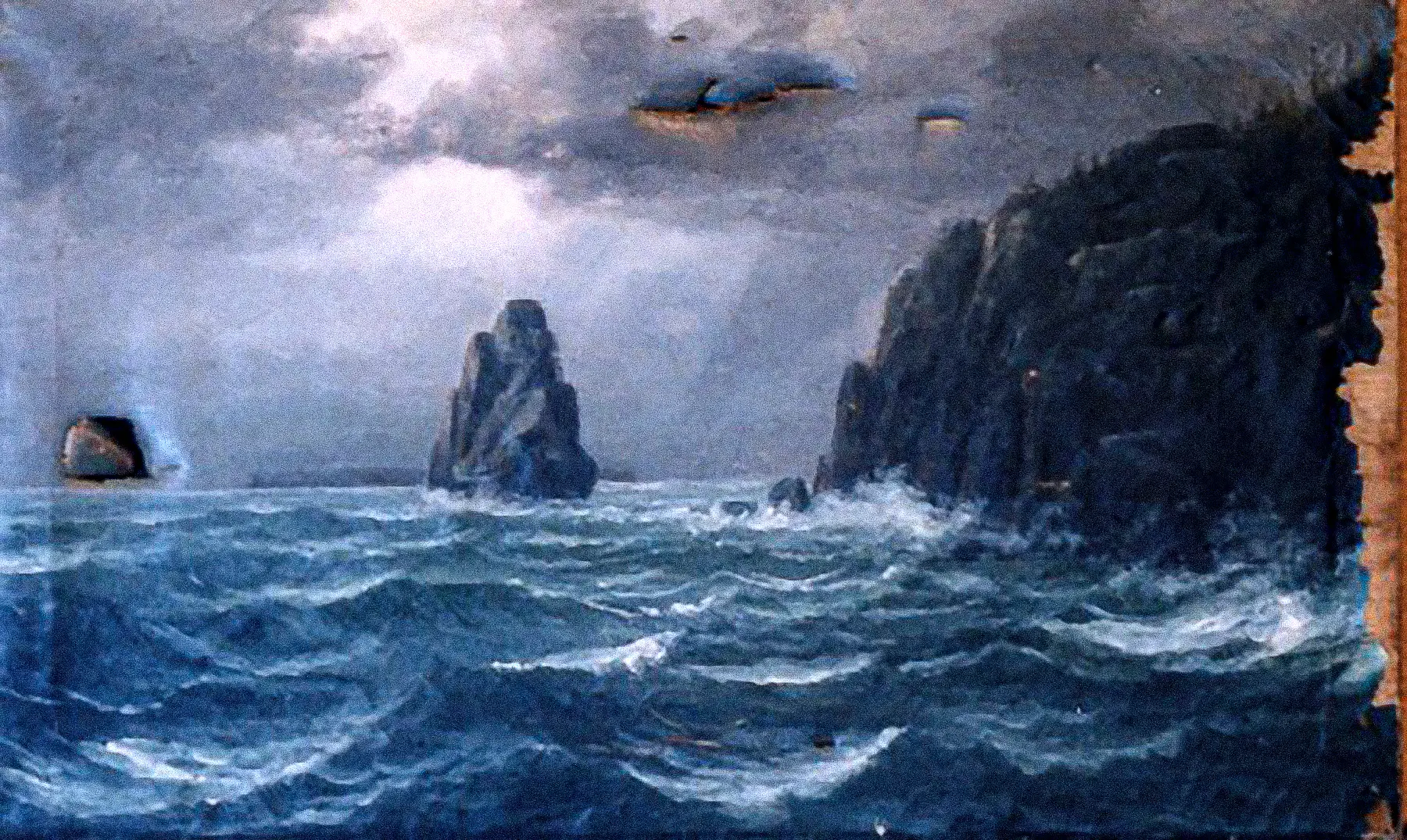 Image of damaged seascape painting