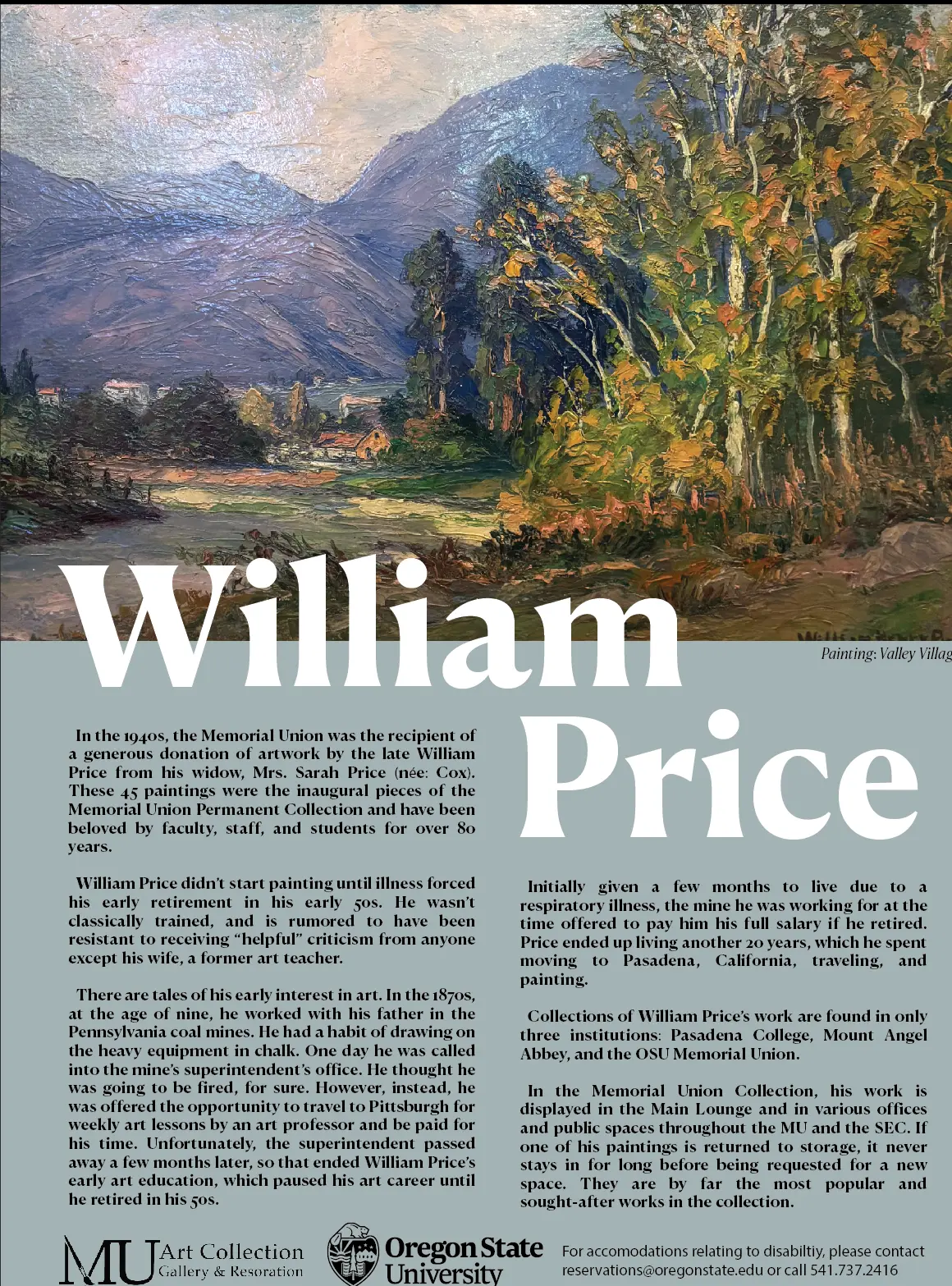 Image of poster for show of work by William Price