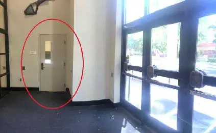 Door circled to show where to enter the basement
