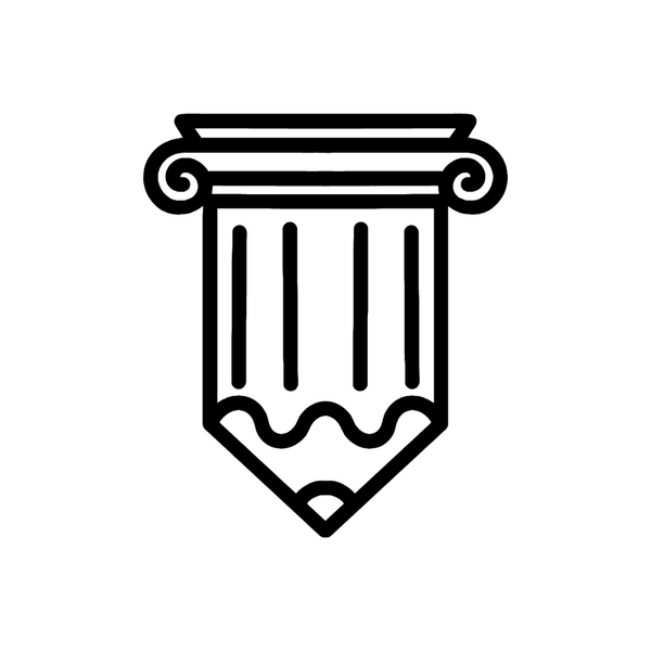 Logo that looks like a pencil combined with a column.